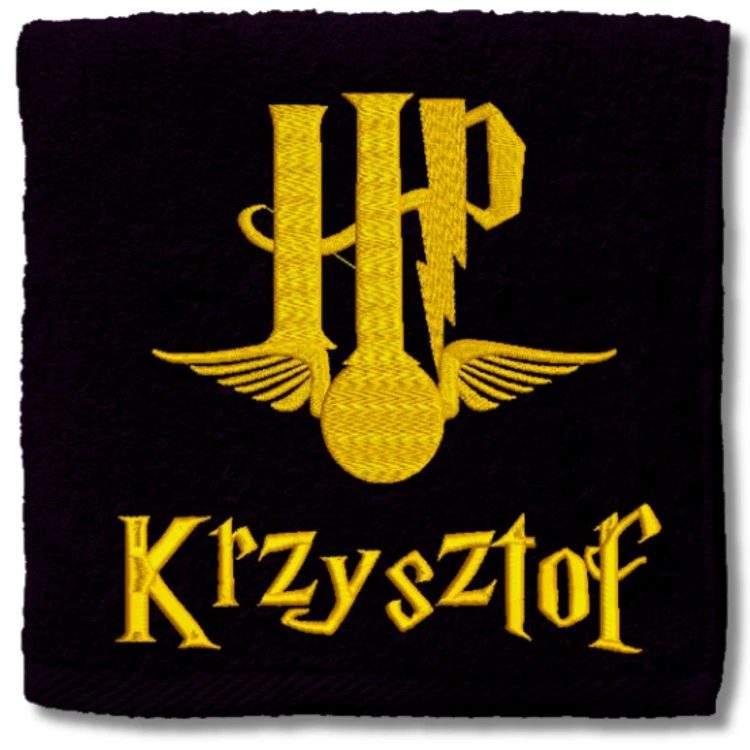 prezent na święta mikołajki ręcznik z harrym potterem i imieniem hp logo.jpg